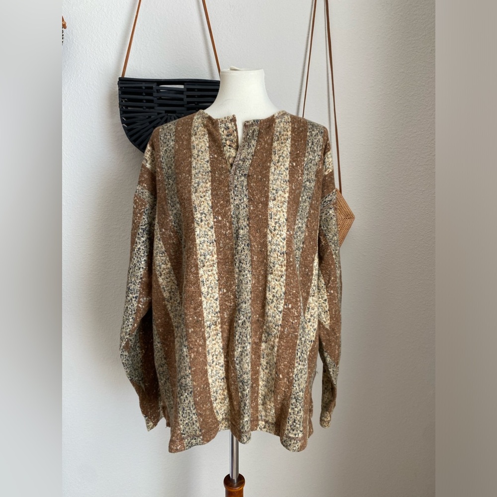 Vintage Carlos Santana Brown Speckled Button Shirt, Size Large